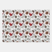 Farbenfrohe Winter Roter Kardinal & Pine Cones Geschenkpapier Set (Vorderseite 2)
