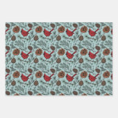 Farbenfrohe Winter Roter Kardinal & Pine Cones Geschenkpapier Set (Vorderseite)