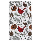 Farbenfrohe Winter Roter Kardinal & Pine Cones Kleine Geschenktüte (Rückseite)