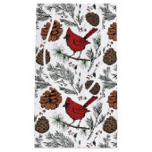 Farbenfrohe Winter Roter Kardinal & Pine Cones Kleine Geschenktüte (Vorderseite)
