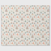 Farbenfrohe Winterbäume auf festlicher Verpackung Geschenkpapier (Flach)