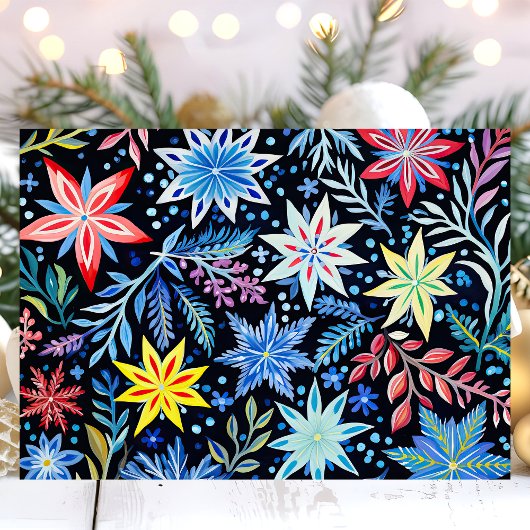 Farbenfrohe Winterblumenmuster Weihnachten