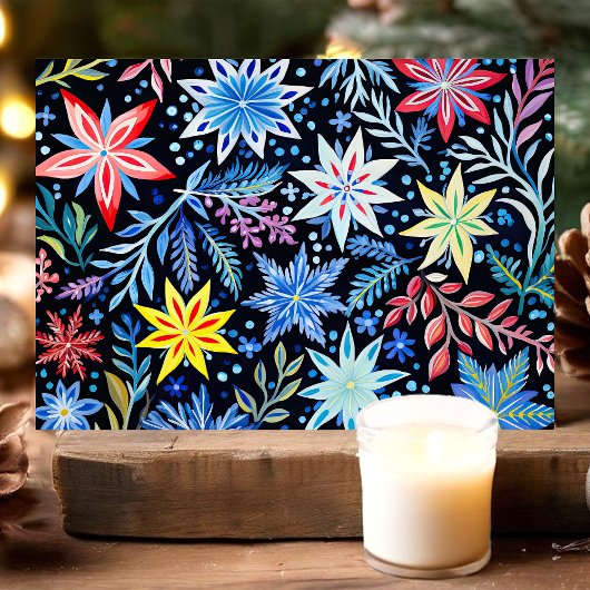 Farbenfrohe Winterblumenmuster Weihnachten