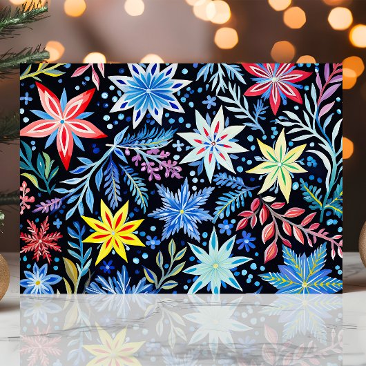 Farbenfrohe Winterblumenmuster Weihnachten