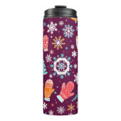 Farbenfrohe Wintermuster Thermosbecher (Vorderseite)