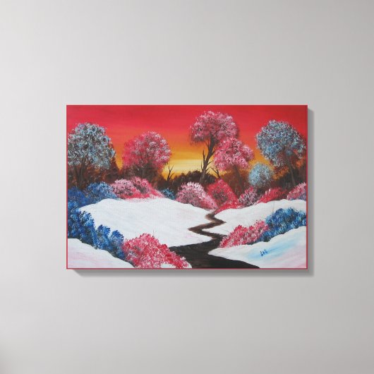 Farbenfrohe Winterschnee Roter Sonnenuntergang Lei Leinwanddruck (Vorderseite)