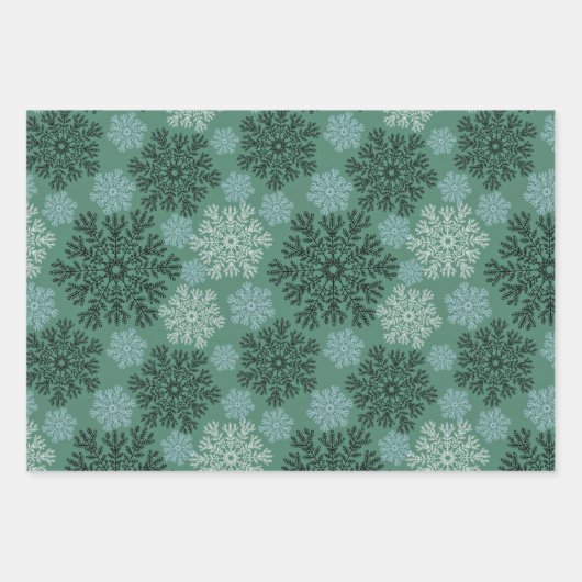 Farbenfrohe Winterschneeflocken Geschenkpapier Set (Vorderseite 2)