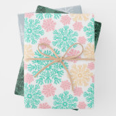 Farbenfrohe Winterschneeflocken Geschenkpapier Set (Beispiel)
