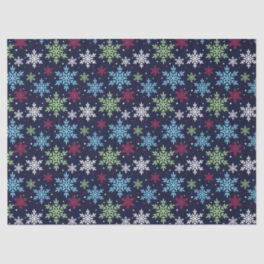 Farbenfrohe Winterschneeflocken Seidenpapier (Vorderseite)