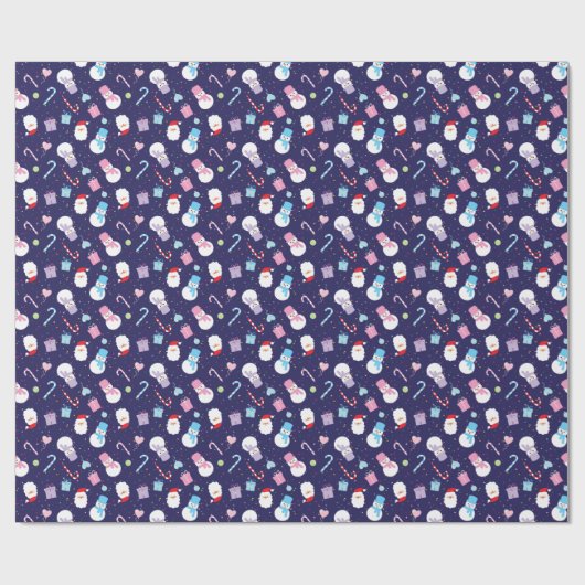 Farbenfrohe Winterschneezeit Weihnachten Muster Geschenkpapier (Flach)