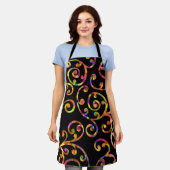 Farbenfrohe Wirbel auf schwarz Schürze (Getragen)