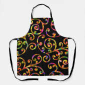 Farbenfrohe Wirbel auf schwarz Schürze (Vorderseite)