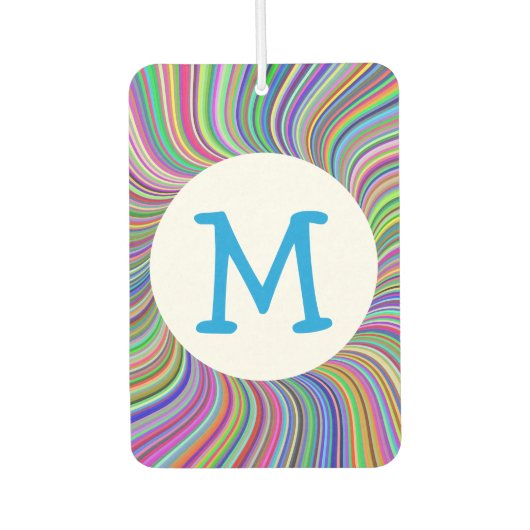 Farbenfrohe Wirbel aus Lissabon Mit Monogramm Spir Autolufterfrischer (Vorderseite)