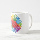 Farbenfrohe Wirbel und Rote Rose Art Kaffeetasse (VorderseiteRechts)