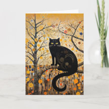 Farbenfrohe Wirbel und Whirlpools Black Cat Card