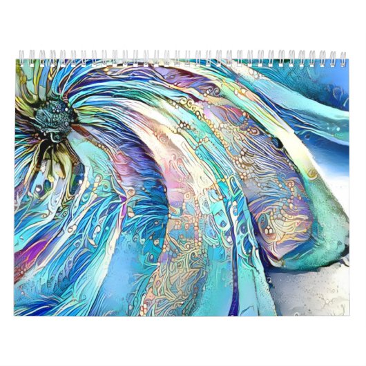 Farbenfrohe, wirbelnde Blätter exotischer Blume Kalender (Titelbild)