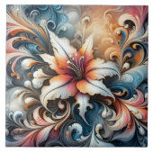 Farbenfrohe, wirbelnde Blütenpracht mit Lilie Fliese (Vorderseite)