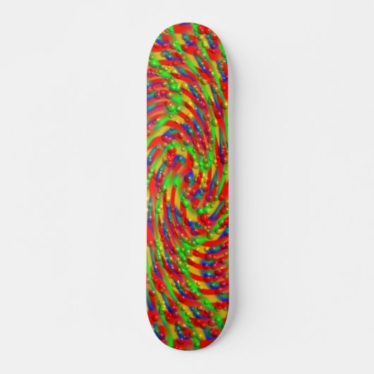 Farbenfrohe, wirbelnde Farben und Wassertropfen Skateboard (Vorne)