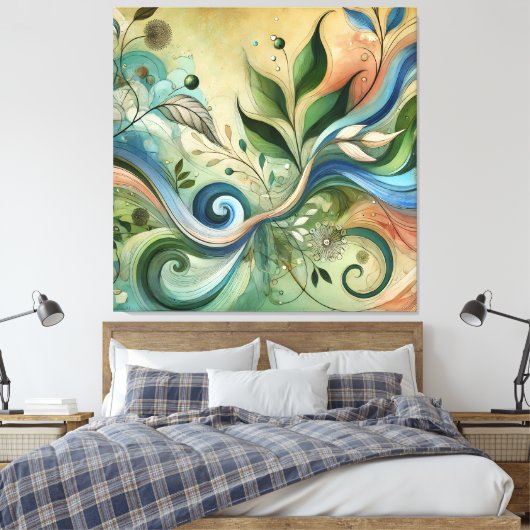 Farbenfrohe wirbelnde Natur Design Leinwand Art (Insitu (Schlafzimmer))