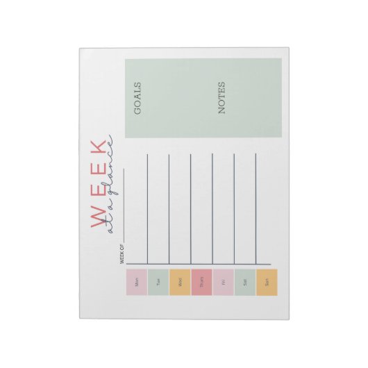 Farbenfrohe Woche auf einen Blick Notizblock (Rotiert)