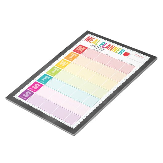 Farbenfrohe Wochenmehlplaner Grosses Notepad Notizblock (angewinkelt)