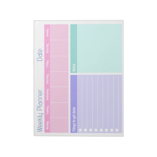 Farbenfrohe Wochenplaner Notepad Notizblock (Rotiert)