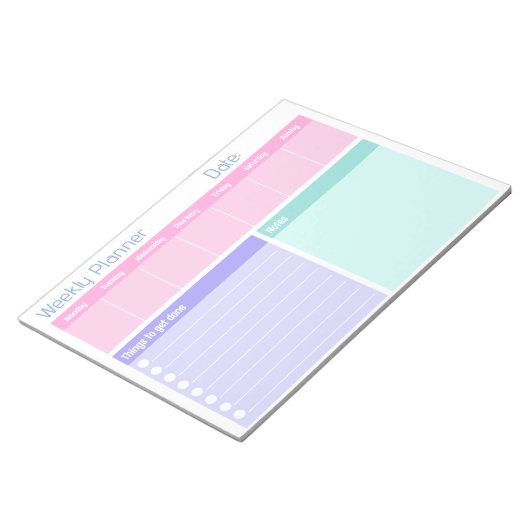 Farbenfrohe Wochenplaner Notepad Notizblock (angewinkelt)