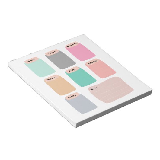 Farbenfrohe Wochenplaner Notepad Notizblock (angewinkelt)