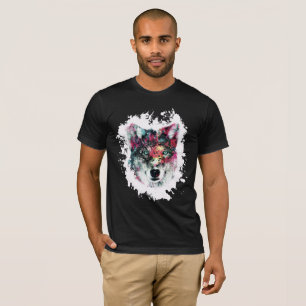 Farbenfrohe Wolf Art T-Shirt