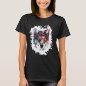 Farbenfrohe Wolf Art T-Shirt (Vorderseite)