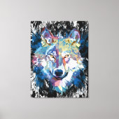 Farbenfrohe Wolf Canvas Print | Wolf Head Art Prin Leinwanddruck (Vorderseite)