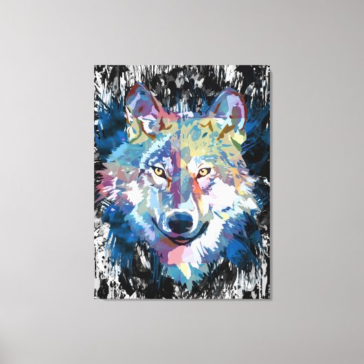 Farbenfrohe Wolf Canvas Print | Wolf Head Art Prin Leinwanddruck (Vorderseite)