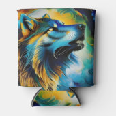 Farbenfrohe Wolf Howl Dosenkühler (Vorderseite)