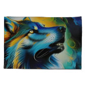 Farbenfrohe Wolf Howl Kissenbezug (Rückseite)