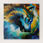 Farbenfrohe Wolf Howl Puzzle (Horizontal)