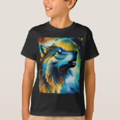 Farbenfrohe Wolf Howl T-Shirt (Vorderseite)