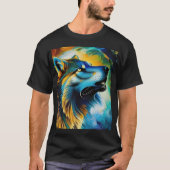 Farbenfrohe Wolf Howl T-Shirt (Vorderseite)