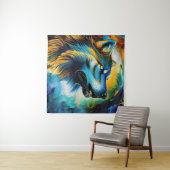 Farbenfrohe Wolf Howl Wandteppich (Beispiel (Horizontal))