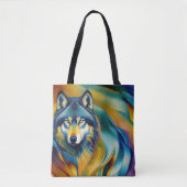 Farbenfrohe Wolf Mountain Waves Tasche (Vorderseite)