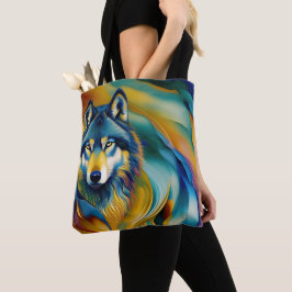 Farbenfrohe Wolf Mountain Waves Tasche