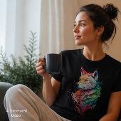 Farbenfrohe Wolf Portrait Splash Art T-Shirt