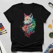 Farbenfrohe Wolf Portrait Splash Art T-Shirt