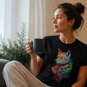 Farbenfrohe Wolf Portrait Splash Art T-Shirt