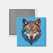 Farbenfrohe Wolf-Silhouette aus Mosaikglas Magnet (Vorderseite/Rückseite)