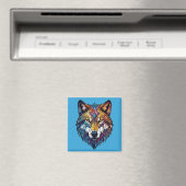 Farbenfrohe Wolf-Silhouette aus Mosaikglas Magnet (In Situ (Geschirrspüler))