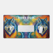 Farbenfrohe Wolf und Sky Schreibtischunterlage (Tastatur & Maus)