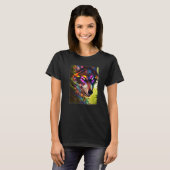 Farbenfrohe Wolfenkopfjäder mit Gesichtsfarbe 5 T-Shirt (Vorne ganz)