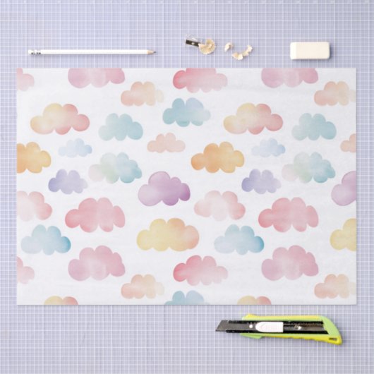 Farbenfrohe Wolken Babygeschenk Seidenpapier (Handwerk)