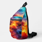 Farbenfrohe Wolken Crossbody Bag (Rechte Ecke)