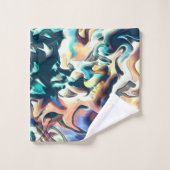 Farbenfrohe Wolken in Blau- und Brauntönen Badhandtuch Set (Waschlappen)